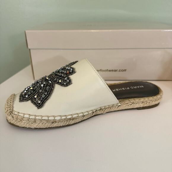 Marc Fisher Women's Slip On Espadrille Leather Beaded Rope Loafers Size 5.5 NIB - Picture 8 of 13